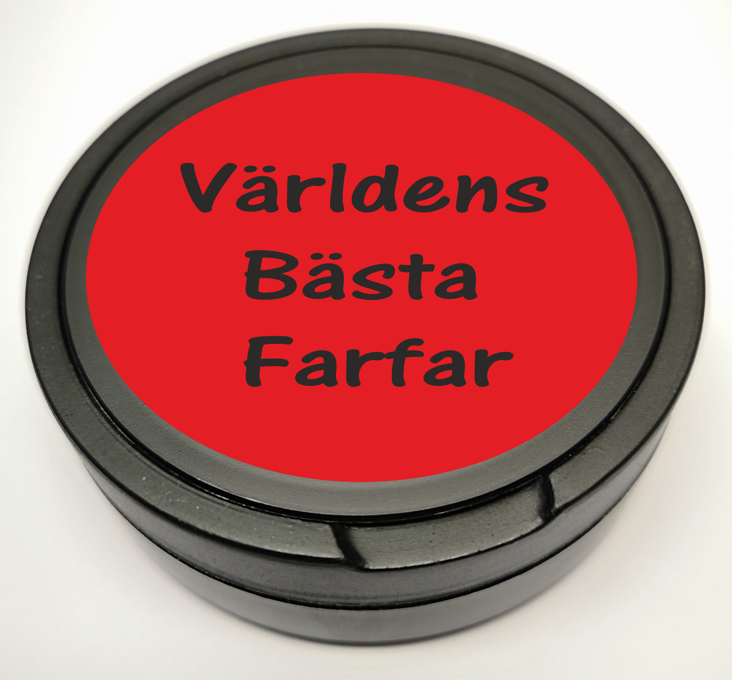 Snusdosa Svart  Dubbellock Världens Bästa Farfar  Röd 