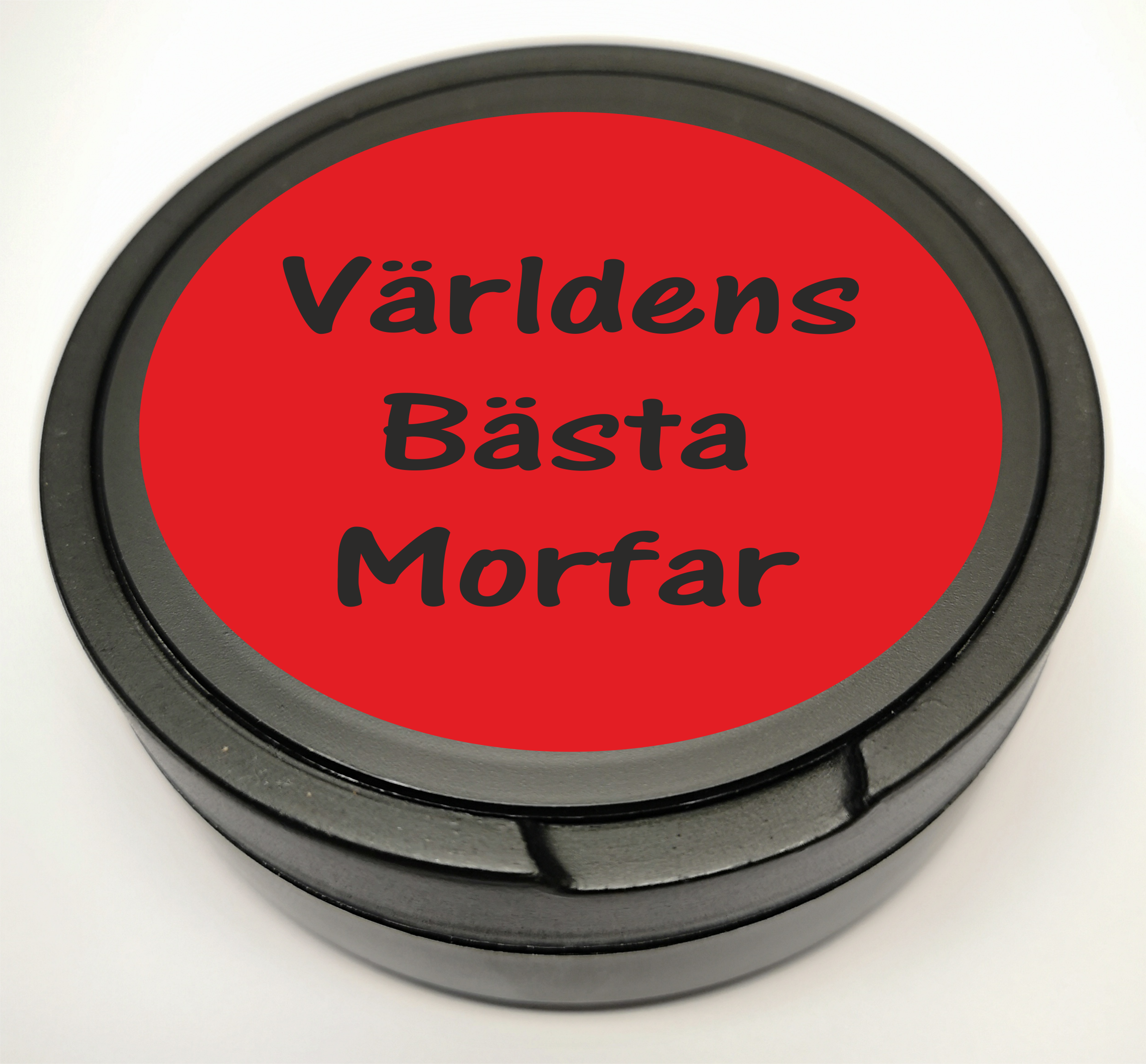 Snusdosa Svart  Dubbellock Världens Bästa Morfar Röd
