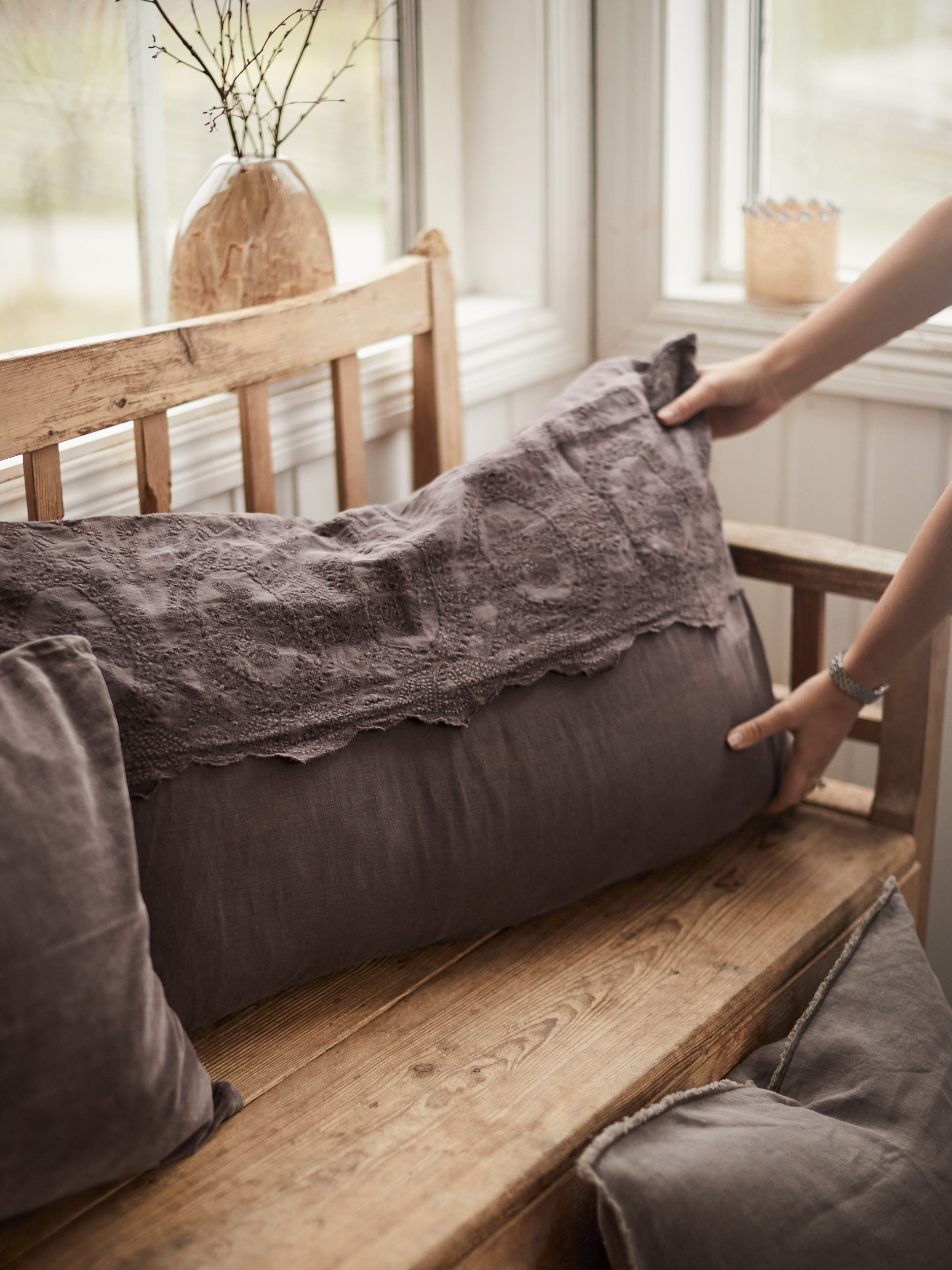 FAYE Kuddfodral Linne 60 x 90 cm Brun