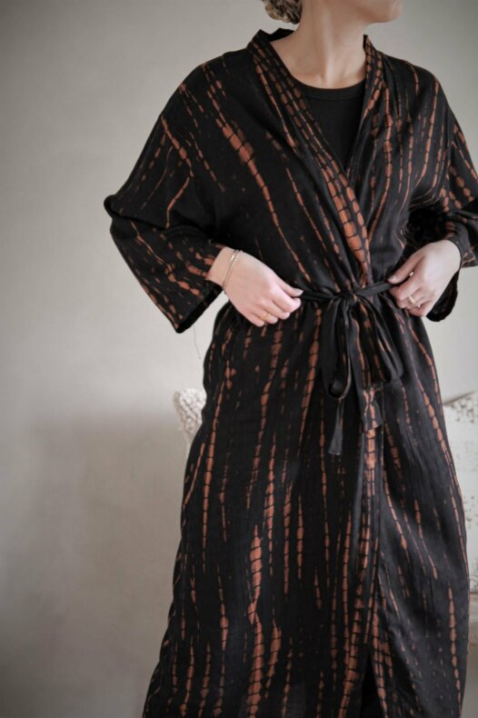 Boheme Kimono Rak Ärm Svart/Rost
