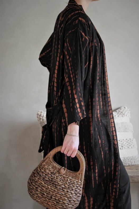 Boheme Kimono Rak Ärm Svart/Rost - 3