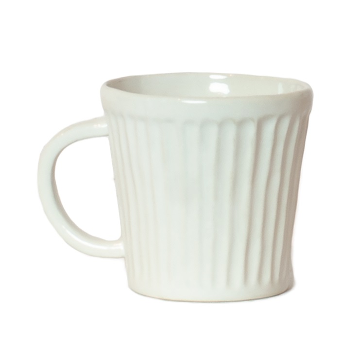Räfflad Kopp/Mugg i Stengods 