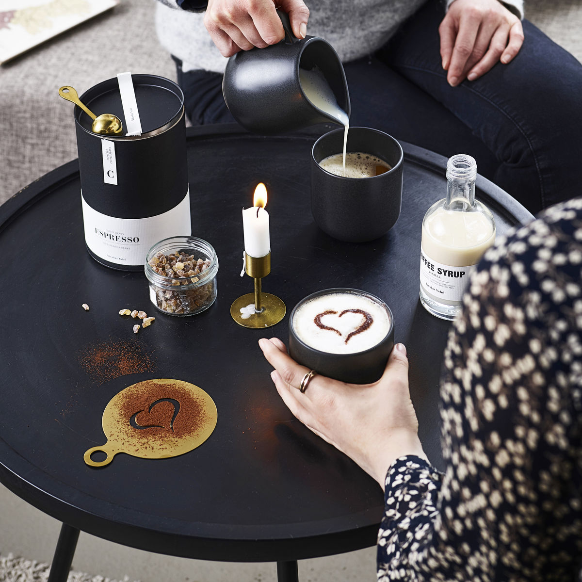Coffee Stencils Kaffestenciler Rostfritt stål  Guldfinish Set om 2 st