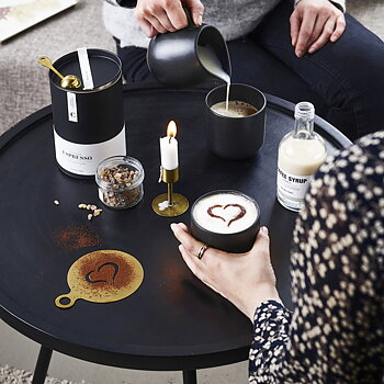 Coffee Stencils Kaffestenciler Rostfritt stål Guldfinish Set om 2 st