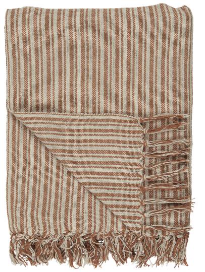 Filt/Pläd Beige Rand Rost