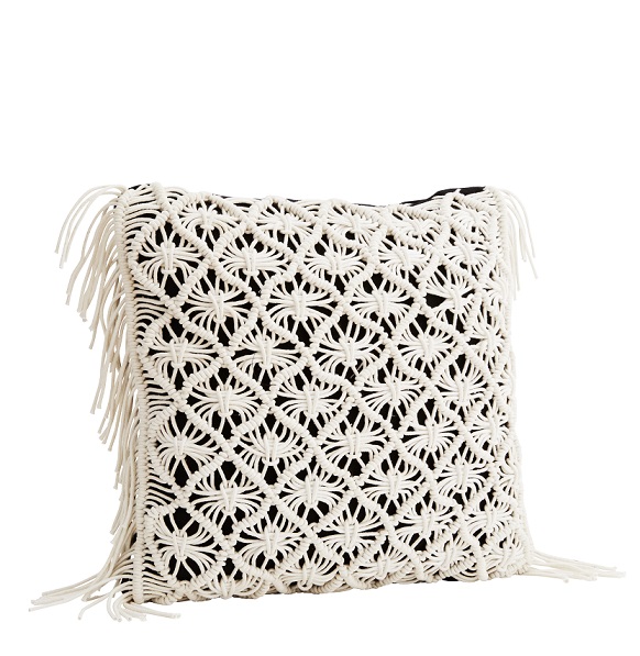 Kuddfodral fringe vit
