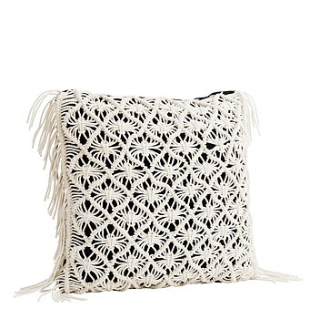 Kuddfodral fringe vit