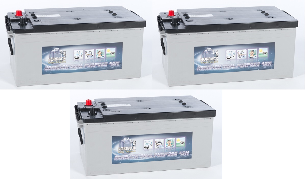 3 st NORRACK Dual Purpose AGM 12 V 250 Ah