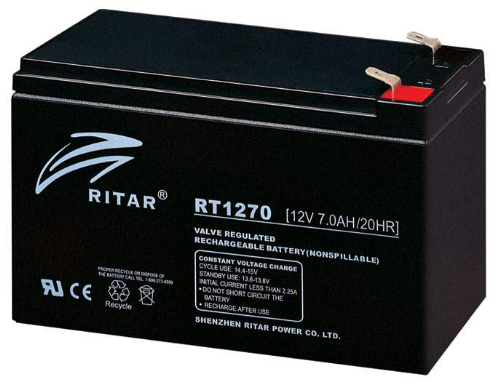 RITAR RT1270-F2   12 VOLT 7 AH AGM BATTERI