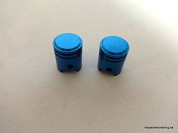 Ventilhætte. Stempel, blå anodiseret. 2 stk. medfølger.