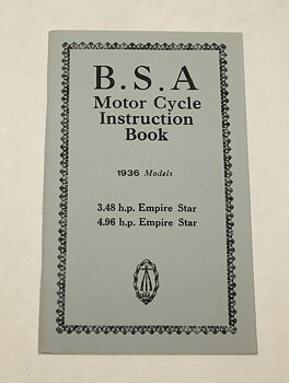 BSA motorsykkel instruksjonsbok 3,48/4,96 HK 1936