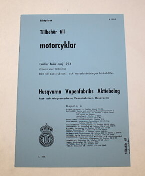 Tilbehør til Husqvarna-motorcykler maj 1954.