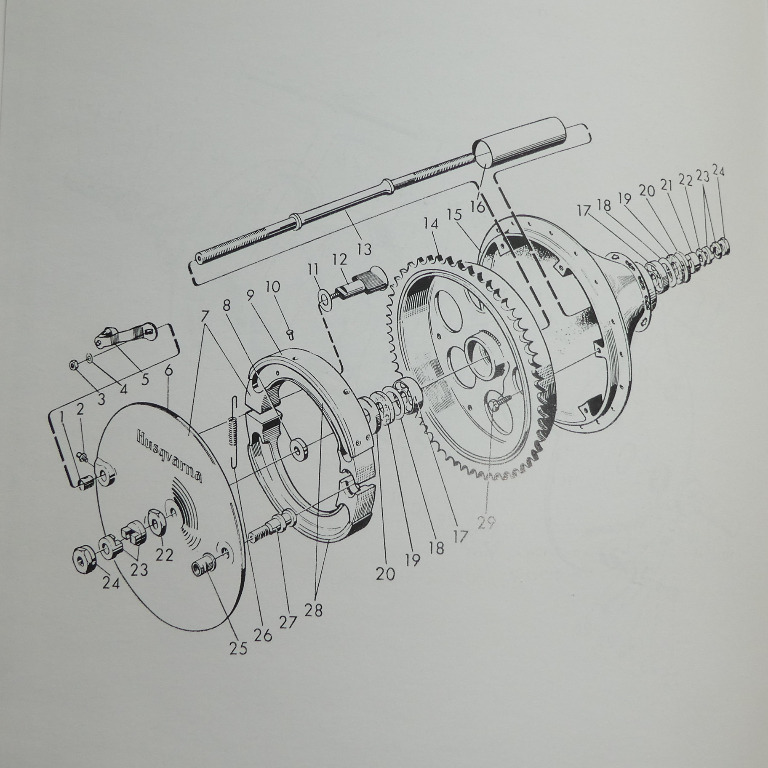 Akselinmutteri M-16545 Bak napa Husqvarna Hopeanuoli Kultanuoli 282 283 Nro - 2