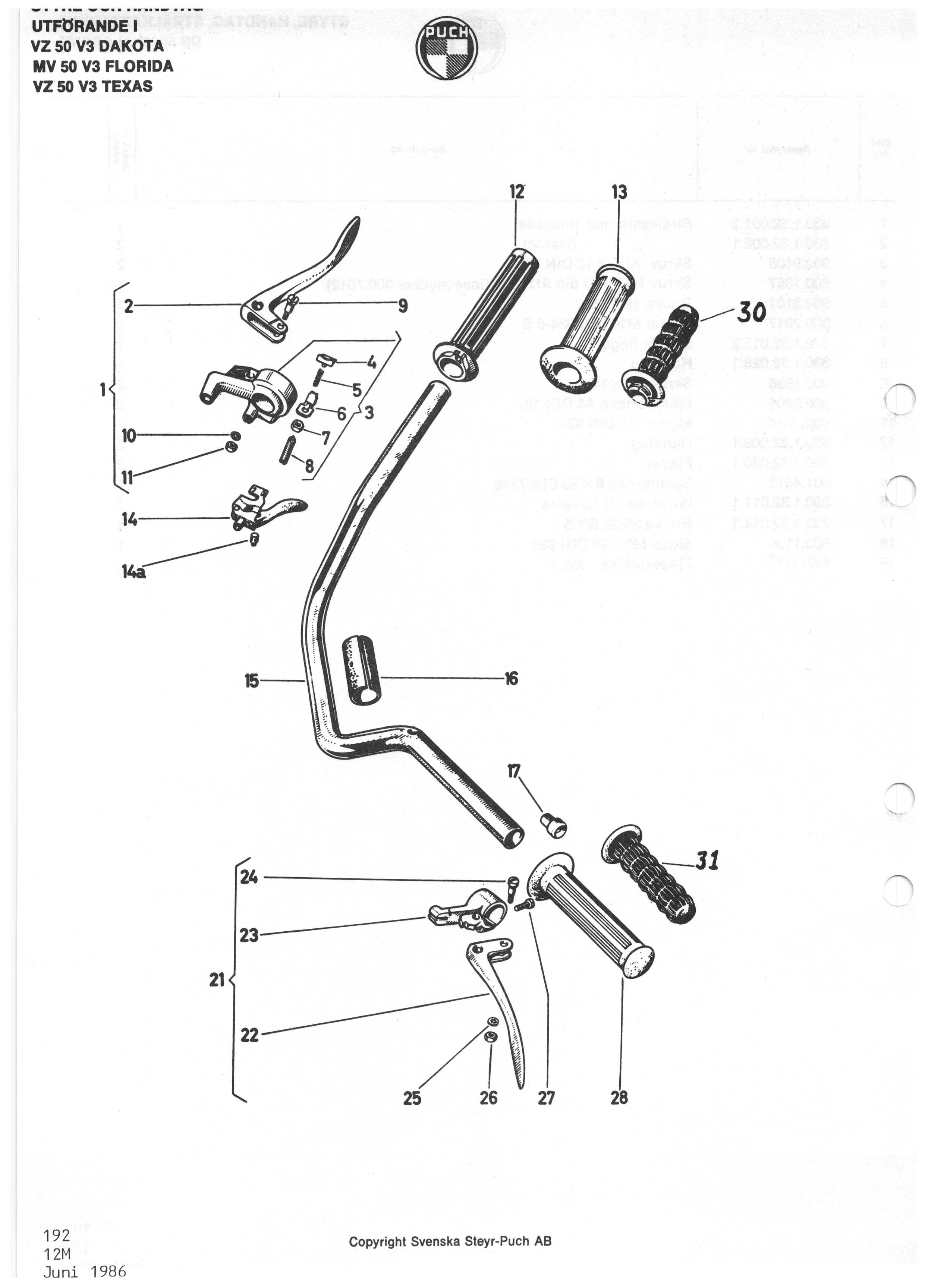 Rubber cover handlebar holder MC50, early VZ50 - 2