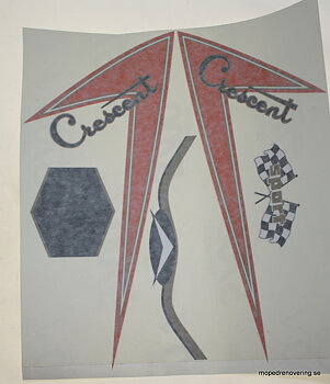 Decal set Crescent 1136. 1959 - 60. Fits orange / grey white moped
