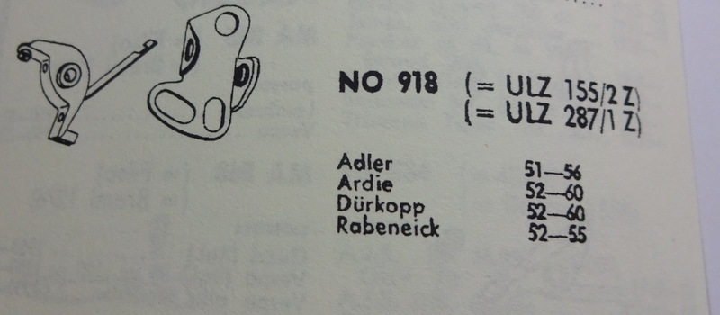 Yhteyspiste NOS, NO 918, Adler 51-56, Ardie 1952-60, Dürkopp 1952-60, Rabeneick 1952-55 - 2