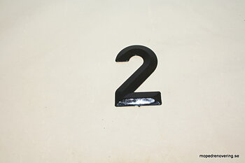 Ziffer 2 zum Nummernschild für ältere MC. Höhe ca. 75 mm, eckig