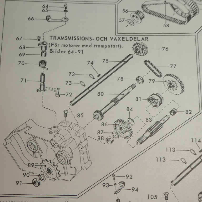 Hammaspyörä 1: An, 2 VXL Tramp Motor Husqvarna Flinta. NENÄ. 81-612-111. - 3