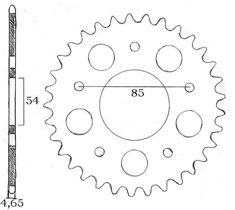 Hinteres Kettenrad 36T Kreidler, 415 kedja - 2