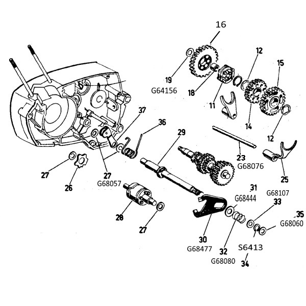 S6413 Lukitusrengas SGA 13 Gilera Touring växelföraraxel SGA 13 Gilera Touring växelföraraxel - 2