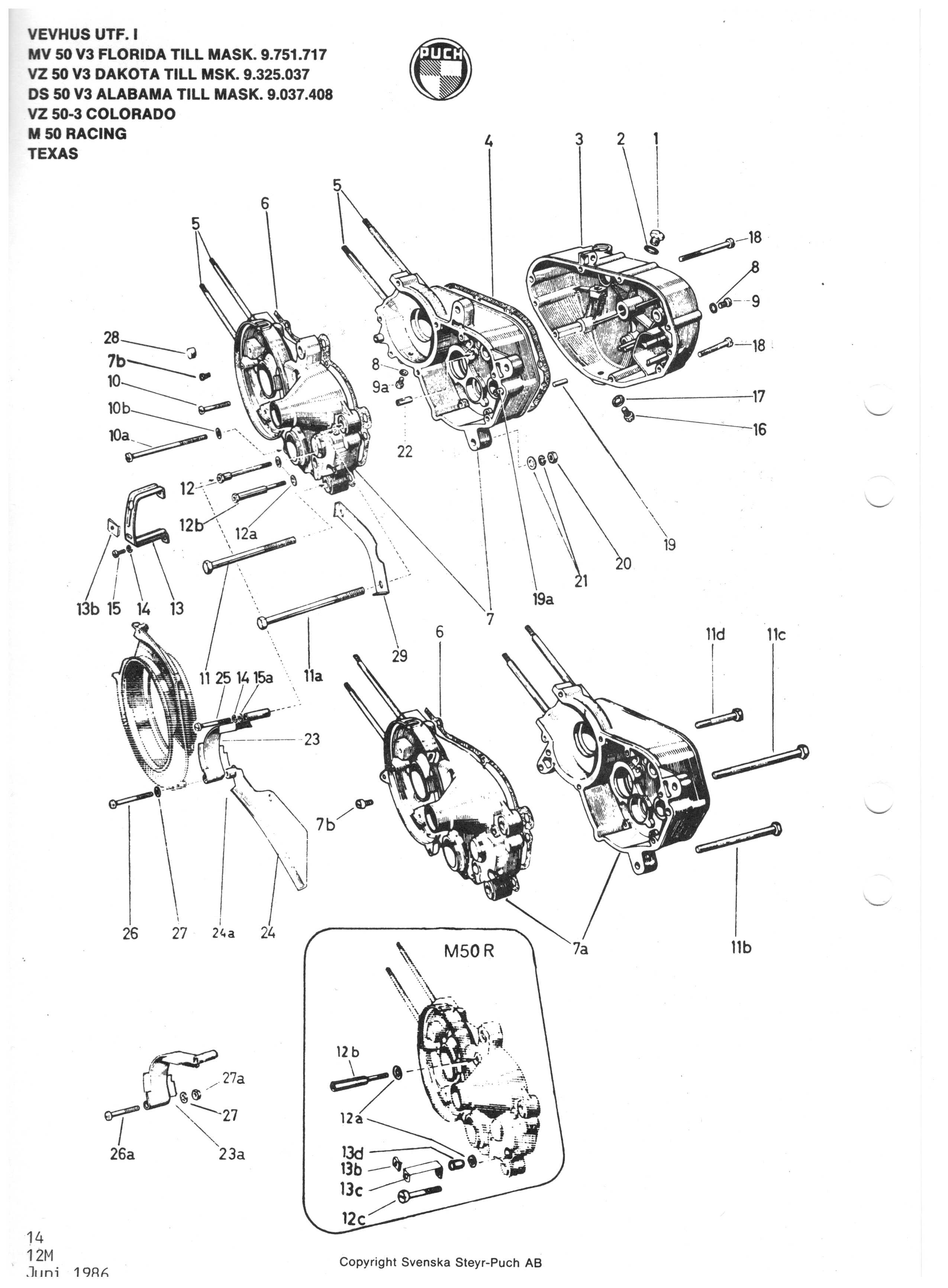Fuse plate engine bolts Puch MV50, VZ50, DS50, etc. - 2