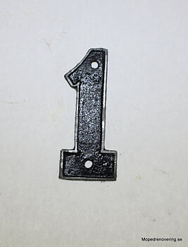 Ziffer 1 auf Nummernschild für ältere MC. Aluminium. Höhe ca. 76 mm