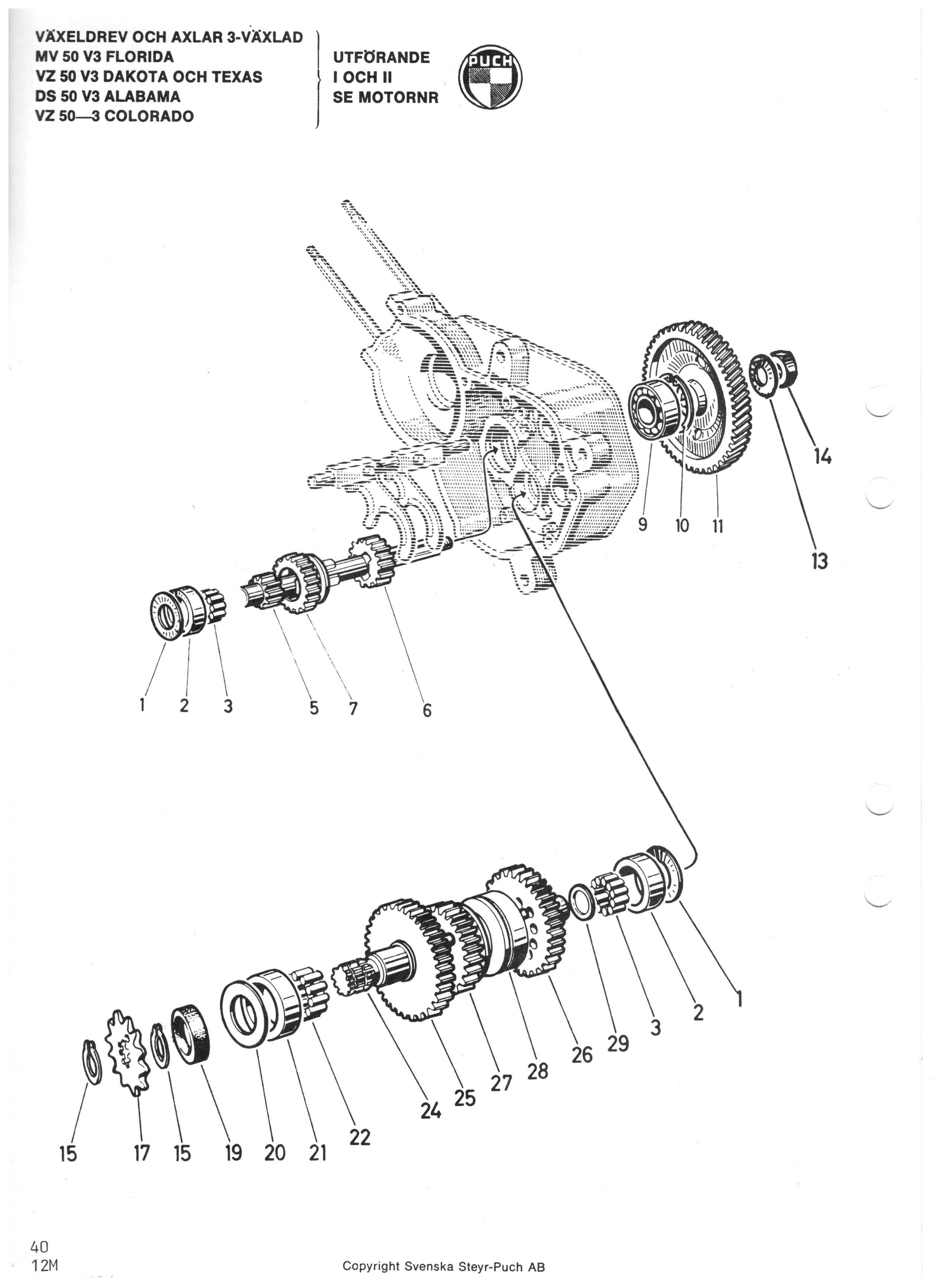 Shim Puch nr. 29 mot rullelageret. 350,1,13,075,1 1,4 mm - 2