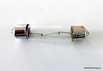 Glødelampe/lykt, S8, 6 V, 5 W. 36 mm
