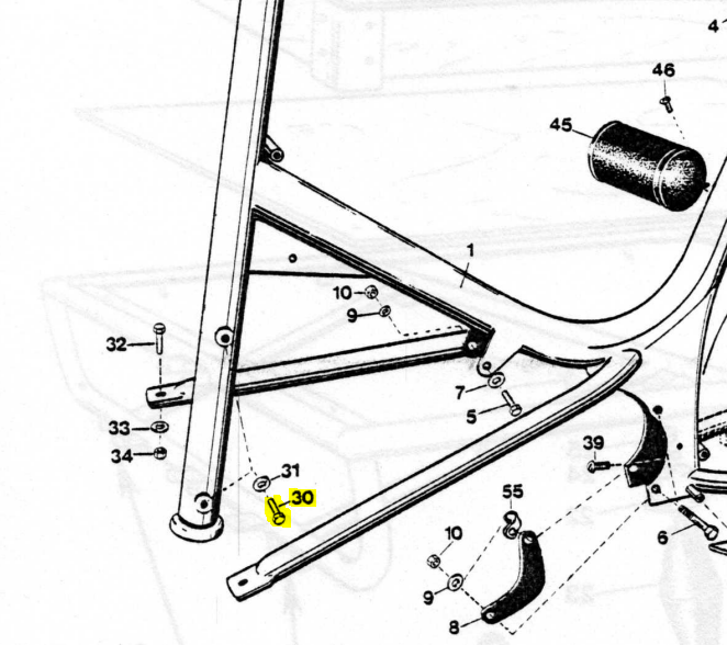 Schraube M10x14 - Befestigung des Rahmens am Flachbett MCB 1189 und 1187/Vespa - 2