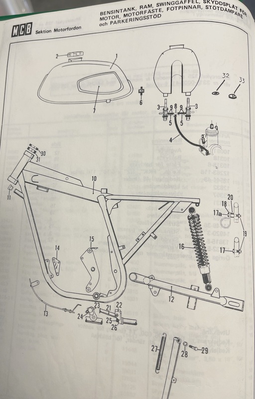 Mutteri, keinuhaarukan laakeri Monark 125cc Cross. NOS 13815-4 - 2