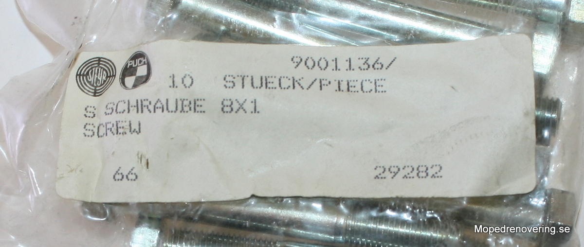 10er Pack Schmid Original Schraube zu PUCH. NOSE. M8x65x1 für diejenigen, die Ihren Puch richtig restaurieren wollen. Galvanade. - 2