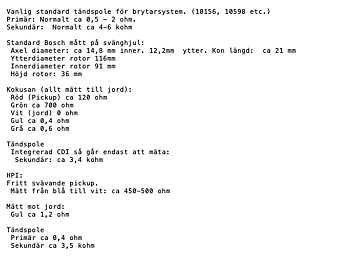 Motstandsverdier for tenningssystemer - Målinger