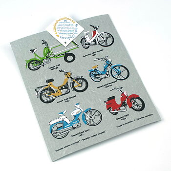 Swedish dishcloth: “Swedish Vintage Mopeds”