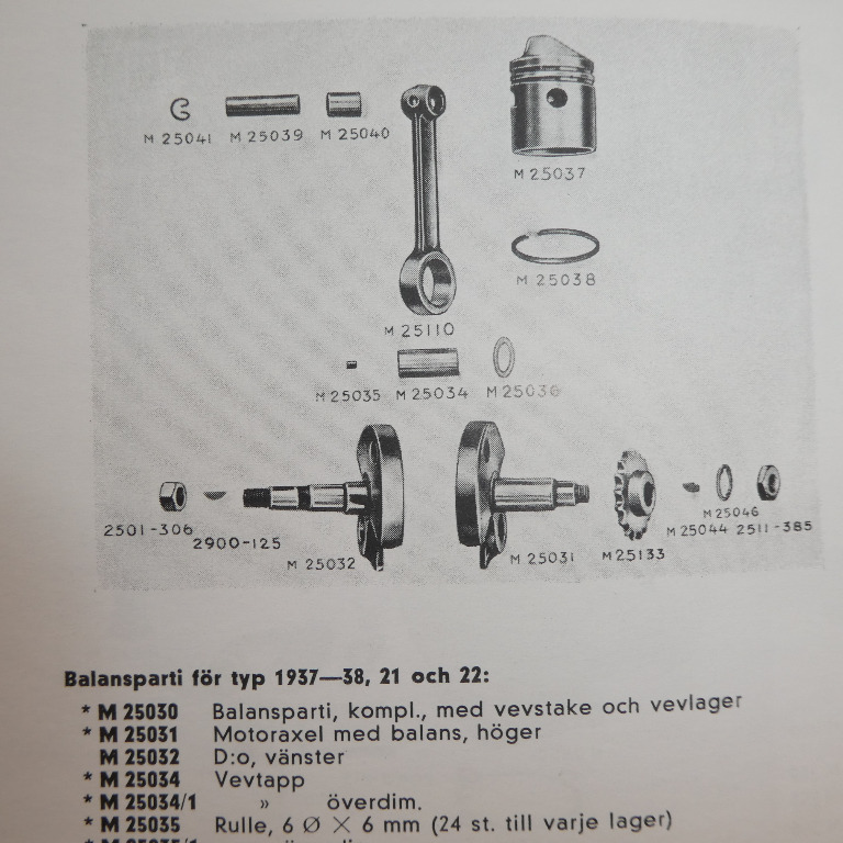 Männän pultti 12.1mm M-25039/1 Over.D Husqvarna 98CC NOS - 2