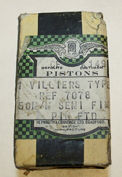 Stempel med stempelbolt, Rex Villers 98 CC Produsent Hepolite England. Halvfabrikat nr.