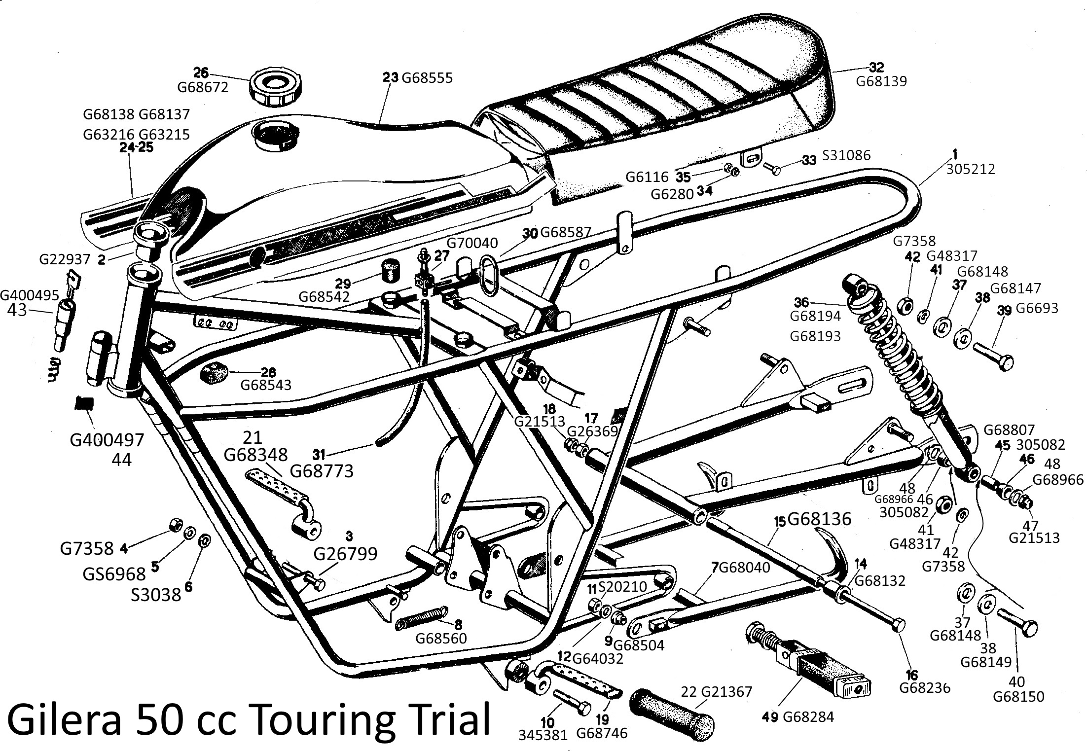 G68150 Schraube für untere Stoßdämpferbefestigung Gilera Touring NOS - 2