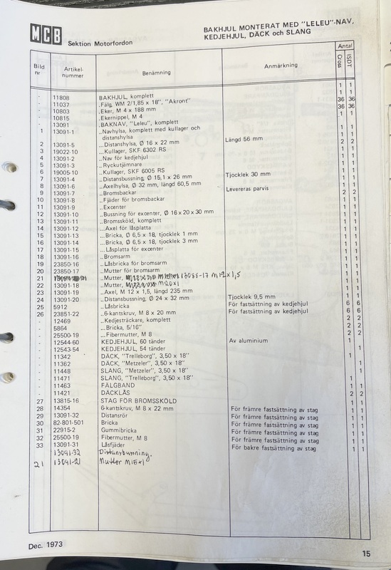 Bøsning til excentrik, baghjul med Leleunav Monark 125 cc NOS 13091-10 - 2