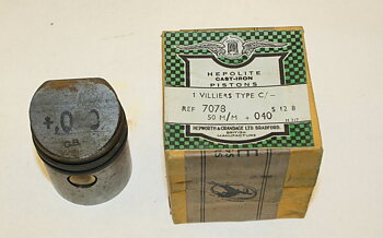 Stempel med stempelbolt og ringer, Rex Villers 98 CC Produsent Hepolite England. 51,00 mm NOS.
