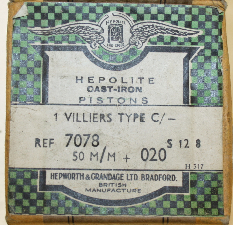 Stempel med stempelring og bolt, Rex Villers 98 CC Producent Hepolite England. 50.50 mm Antal - 2