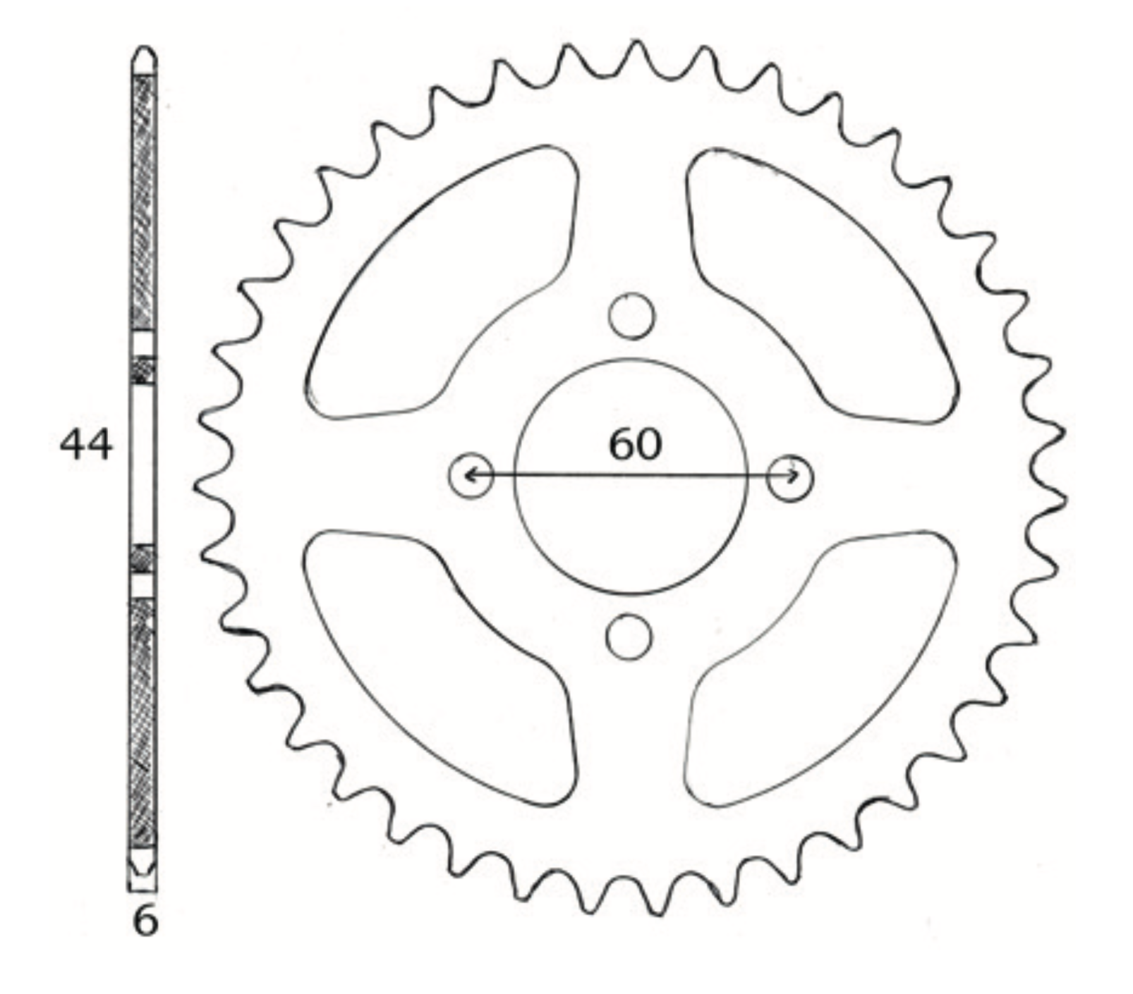 Kettenrad hinten, Yamaha DT50 39 T - 2