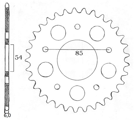 Kettenrad hinten, 36 T Kreidler Florett - 2