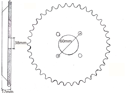 Kettenrad hinten, 38 T Fram-King, Solifer - 2