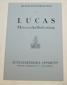 Ersatzteilpreisliste mit Bildern Lucas-Motorradbeleuchtung 1927-29
