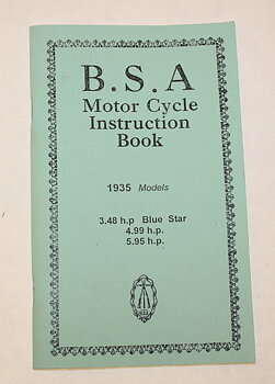 BSA motorsykkel instruksjonsbok 1935 3,48/4,99/5,95 h.p.