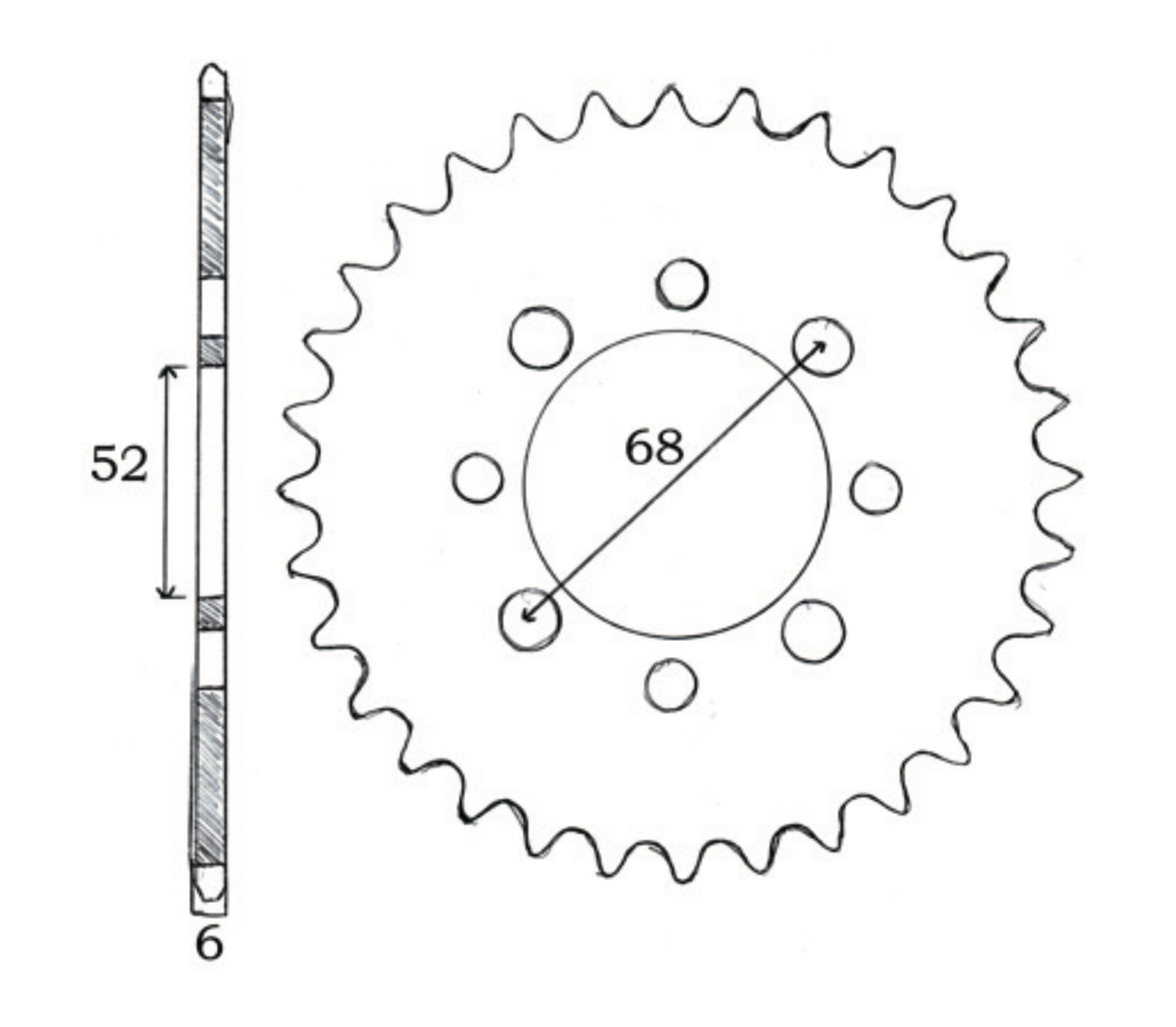 Hinteres Kettenrad Suzuki K50 36 T, schwarz - 2