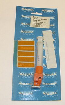 Magura Original -työkalu vaijerin voiteluun. Vanhemmista kerroksista, hauska ja hyödyllinen. Aito Magura.