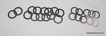 Shim-sæt Zündapp 3/4/5vxl, Indeholder 20 shims til krumtapaksel