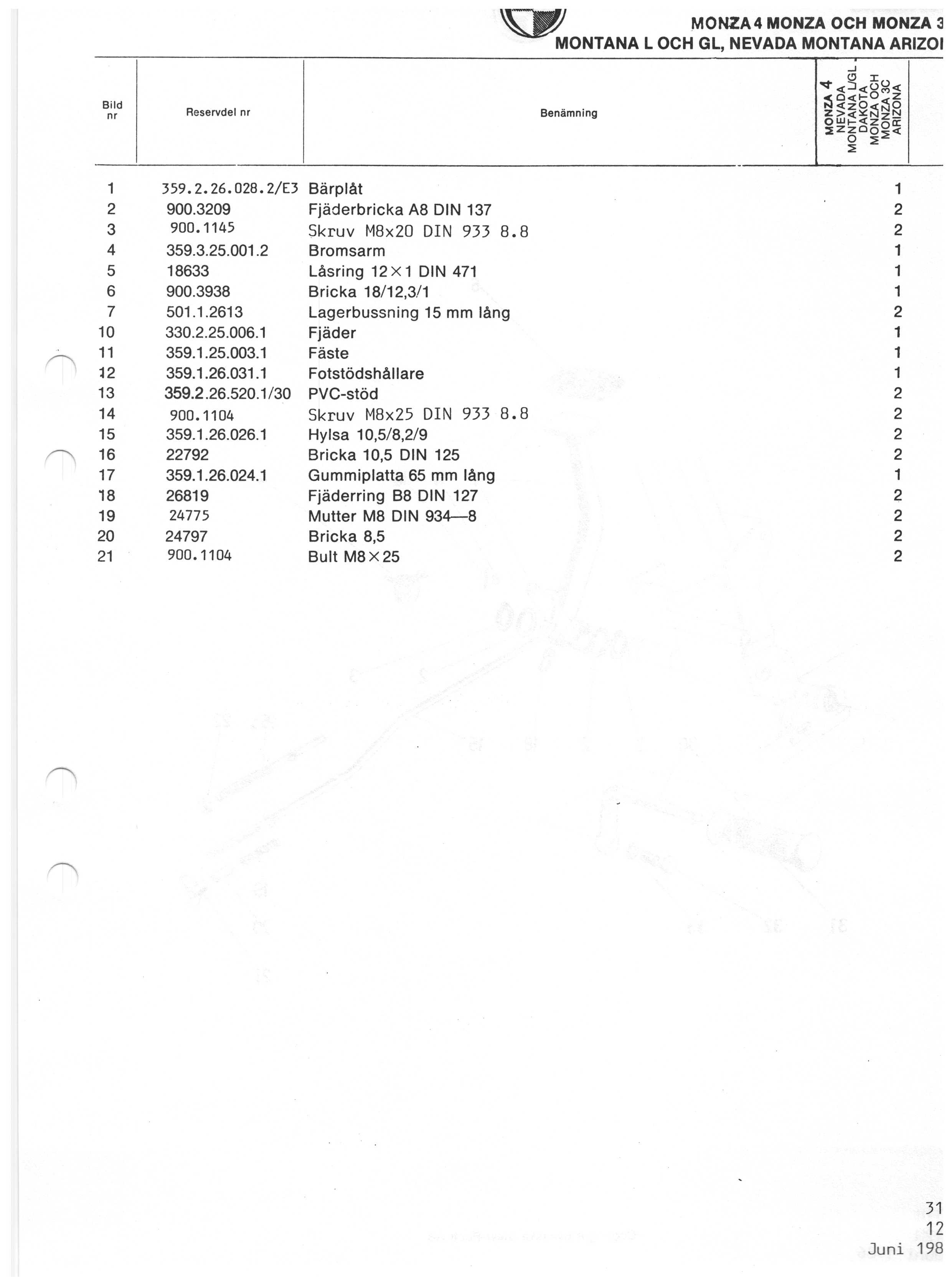 Gummiplade til fodstøtte, 3000 Dakota/VZ50, Nevada, Montana, Monza m.fl. - 4