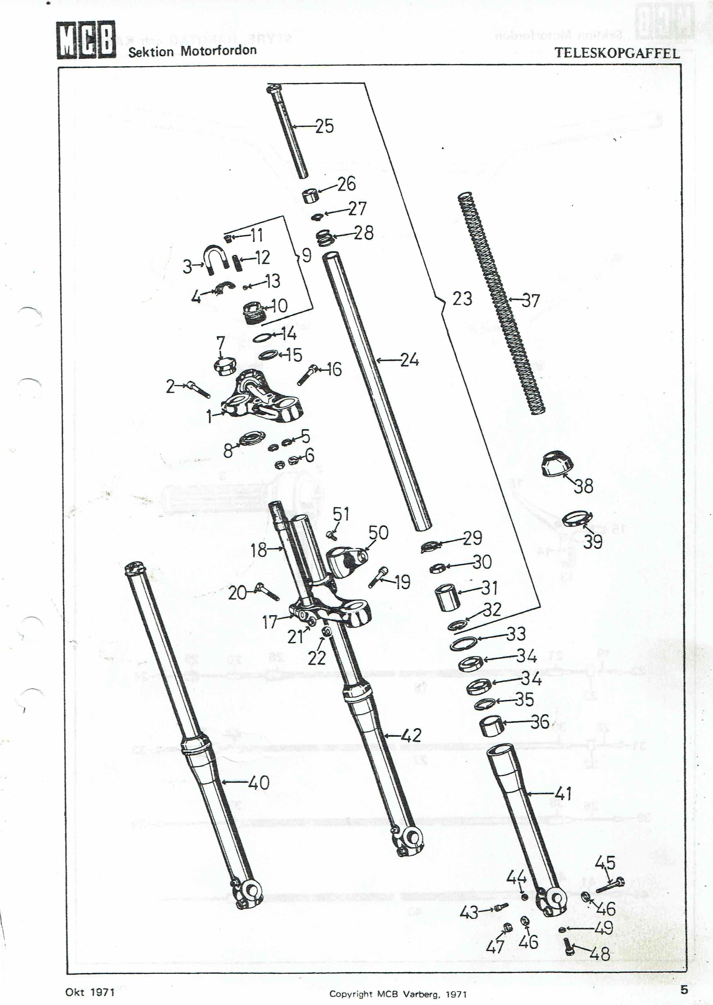 lukkorengas etuhaarukka Monark 125 cc Cross ja T-malli NOS 11146-24 - 3