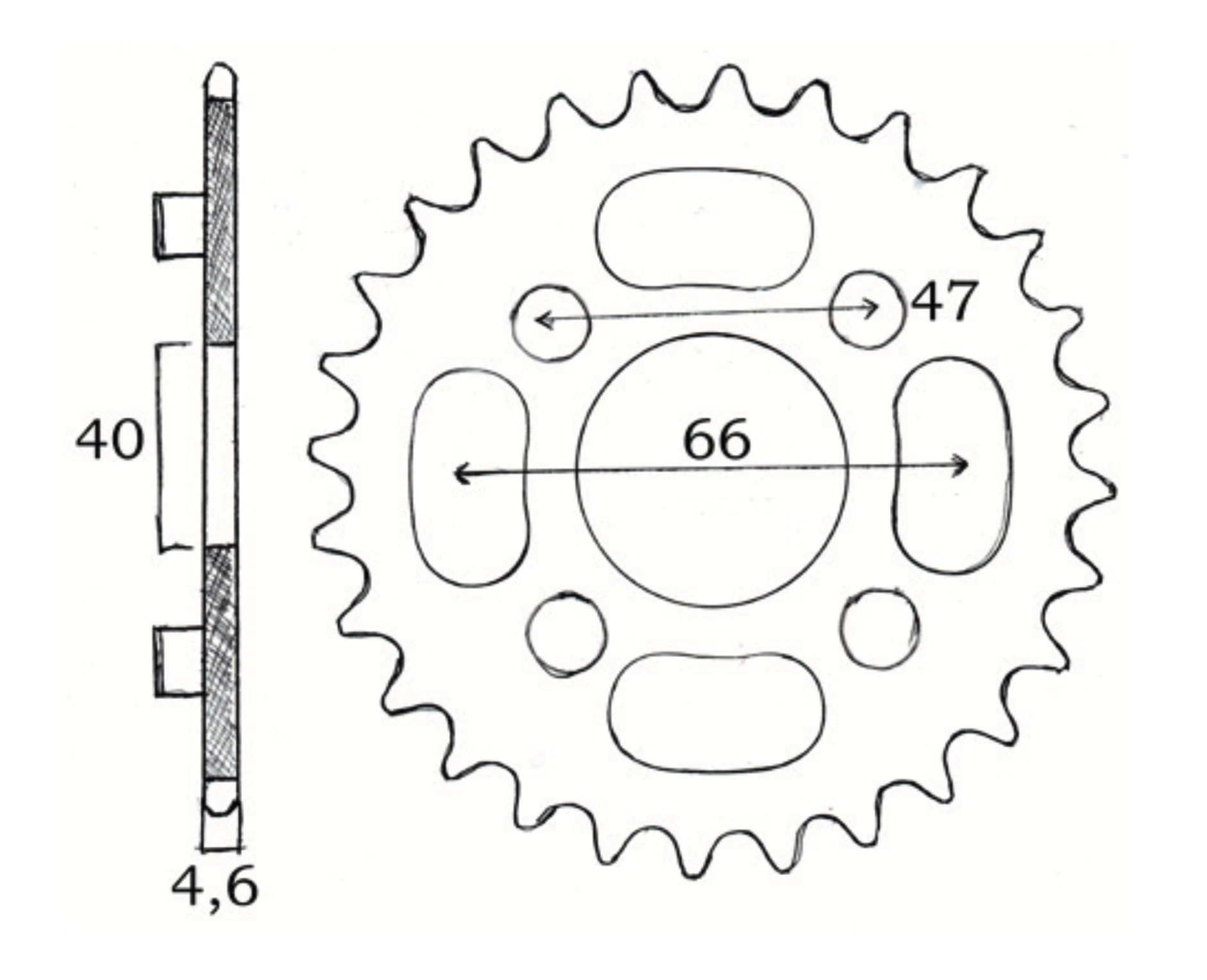 Sprocket rear MCB 28 teeth, Grimecanav 105 mm - 4